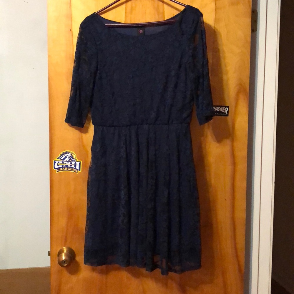 Juniors Navy Blue Lace Dress